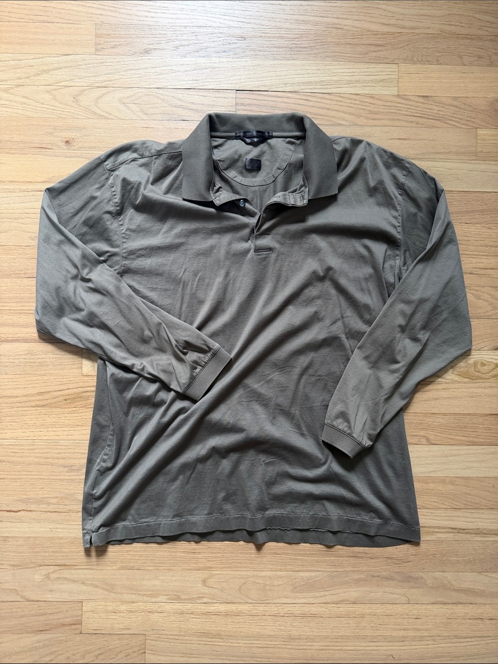 Nike Tiger Woods Long Sleeve Polo in Olive Green/Brown 60/20 mercerized cotton
